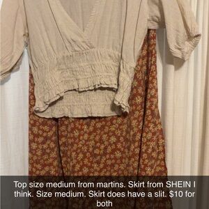 Martins Beige Top and SHEIN Floral Skirt - Medium